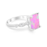 Radiant Cut Shank Simulated Cubic Zirconia 925 Sterling Silver Engagement Ring