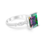 Radiant Cut Shank Simulated Cubic Zirconia 925 Sterling Silver Engagement Ring