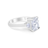 Three Stone Wedding Ring Heart Simulated Cubic Zirconia 925 Sterling Silver BA1058