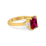 Three Stone Wedding Ring Heart Simulated Cubic Zirconia 925 Sterling Silver BA1058