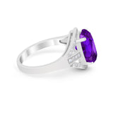 Art Deco Engagement Bridal Ring Simulated Cubic Zirconia 925 Sterling Silver BA1059