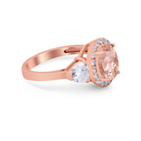 Three Stone Engagement Ring Simulated Cubic Zirconia 925 Sterling Silver BA1067
