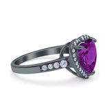 Halo Heart Promise Ring Simulated Cubic Zirconia 925 Sterling Silver