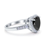 Halo Heart Promise Ring Simulated Cubic Zirconia 925 Sterling Silver