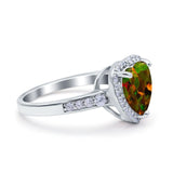 Halo Heart Promise Ring Simulated Cubic Zirconia 925 Sterling Silver