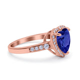 Halo Heart Promise Ring Simulated Cubic Zirconia 925 Sterling Silver