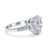 Halo Heart Promise Ring Simulated Cubic Zirconia 925 Sterling Silver