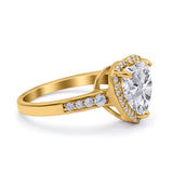 Halo Heart Promise Ring Simulated Cubic Zirconia 925 Sterling Silver