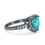 Halo Heart Promise Ring Simulated Cubic Zirconia 925 Sterling Silver