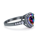 Halo Heart Promise Ring Simulated Cubic Zirconia 925 Sterling Silver