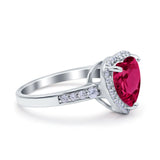Halo Heart Promise Ring Simulated Cubic Zirconia 925 Sterling Silver