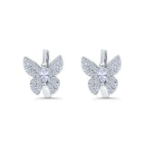 Butterfly Marquise Lever Back Earrings Hoop Huggie Design Simulated CZ 925 Sterling Silver (12mm)