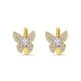 Butterfly Marquise Lever Back Earrings Hoop Huggie Design Simulated CZ 925 Sterling Silver (12mm)