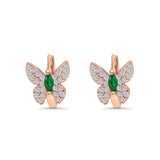 Butterfly Marquise Lever Back Earrings Hoop Huggie Design Simulated CZ 925 Sterling Silver (12mm)