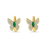 Butterfly Marquise Lever Back Earrings Hoop Huggie Design Simulated CZ 925 Sterling Silver (12mm)