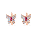 Butterfly Marquise Lever Back Earrings Hoop Huggie Design Simulated CZ 925 Sterling Silver (12mm)