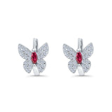 Butterfly Marquise Lever Back Earrings Hoop Huggie Design Simulated CZ 925 Sterling Silver (12mm)
