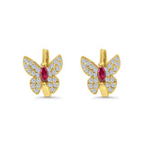 Butterfly Marquise Lever Back Earrings Hoop Huggie Design Simulated CZ 925 Sterling Silver (12mm)