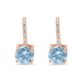 Round LeverBack Earrings Hoop Huggie Design Simulated Cubic Zirconia 925 Sterling  Silver (22mm)
