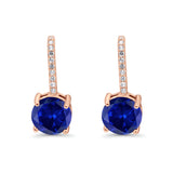 Round LeverBack Earrings Hoop Huggie Design Simulated Cubic Zirconia 925 Sterling  Silver (22mm)