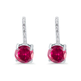 Round LeverBack Earrings Hoop Huggie Design Simulated Cubic Zirconia 925 Sterling  Silver (22mm)