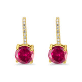 Round LeverBack Earrings Hoop Huggie Design Simulated Cubic Zirconia 925 Sterling  Silver (22mm)