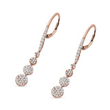 Dangle Drop Leverback Earrings Graduated Circles Cubic Zirconia 925 Sterling Silver