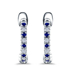 Half Eternity Hoop Earrings Round Simulated CZ 925 Sterling Silver (14mm)