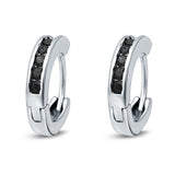 Eternity Huggie Hoop Earrings Channel Round Simulated CZ 925 Sterling Silver (16mm)