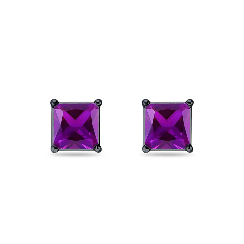 Solitaire Princess Cut Stud Earrings 925 Sterling Silver 3mm-9mm