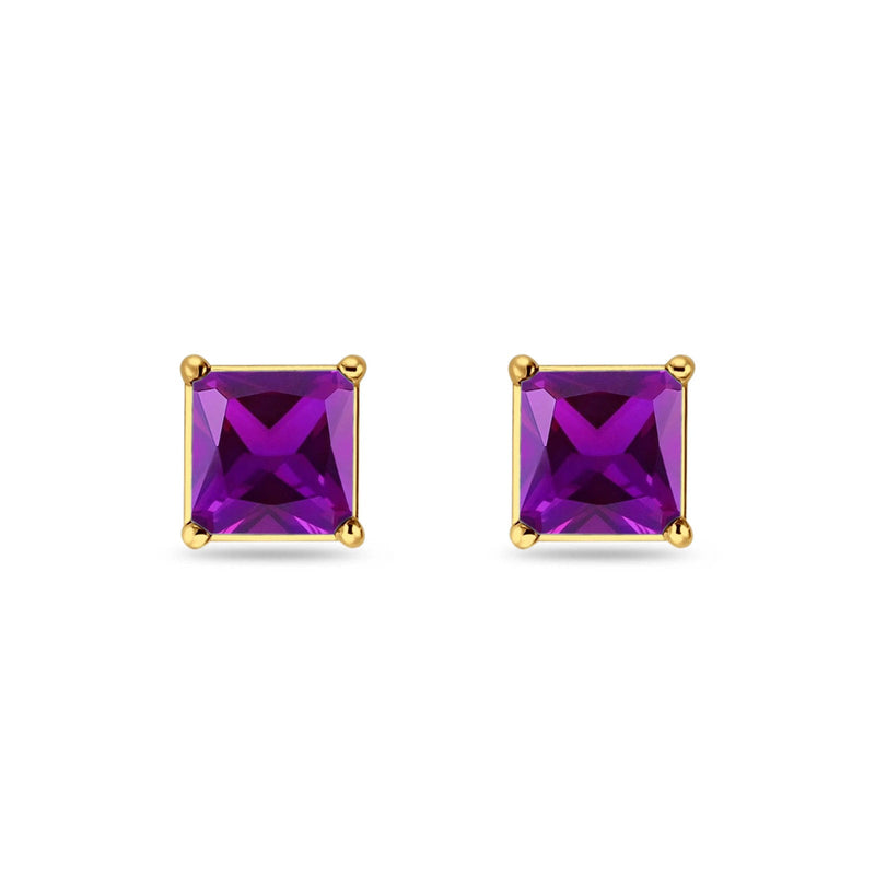 Solitaire Princess Cut Stud Earrings 925 Sterling Silver 3mm-9mm
