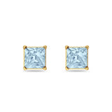 Solitaire Princess Cut Stud Earrings 925 Sterling Silver 3mm-9mm