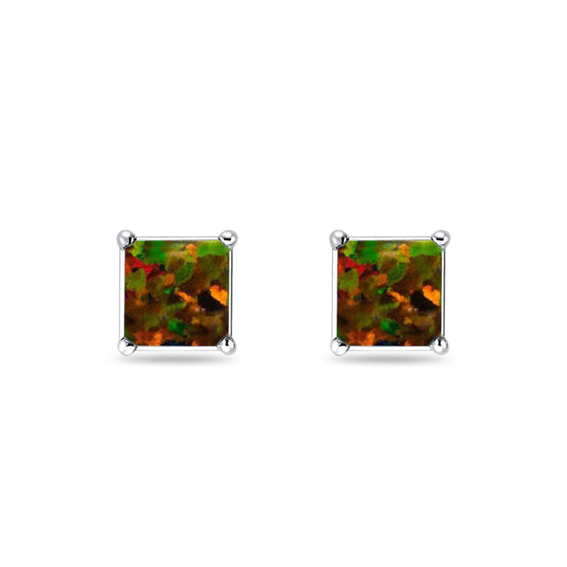 Solitaire Princess Cut Stud Earrings 925 Sterling Silver Size 3mm-9mm