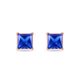 Solitaire Princess Cut Stud Earrings 925 Sterling Silver Size 3mm-9mm