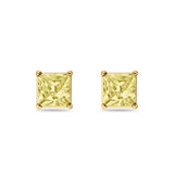 Solitaire Princess Cut Stud Earrings 925 Sterling Silver Size 3mm-9mm
