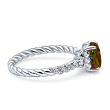 Twisted Rope Hidden Halo Oval Engagement Ring Cubic Zirconia 925 Sterling Silver