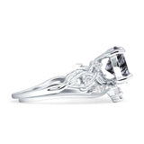Two Piece Pear Teardrop Natural Rutilated Quartz Bridal Ring 925 Sterling Silver
