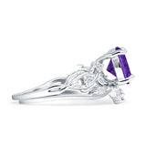 Art Deco Round Cubic Zirconia Infinity Leaf Design Bridal Ring 925 Sterling Silver