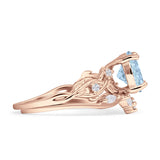 Art Deco Round Cubic Zirconia Infinity Leaf Design Bridal Ring 925 Sterling Silver