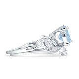 Art Deco Round Cubic Zirconia Infinity Leaf Design Bridal Ring 925 Sterling Silver