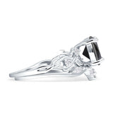 Art Deco Round Cubic Zirconia Infinity Leaf Design Bridal Ring 925 Sterling Silver