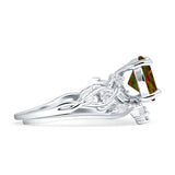 Art Deco Round Cubic Zirconia Infinity Leaf Design Bridal Ring 925 Sterling Silver
