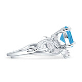 Art Deco Round Cubic Zirconia Infinity Leaf Design Bridal Ring 925 Sterling Silver