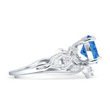 Art Deco Round Cubic Zirconia Infinity Leaf Design Bridal Ring 925 Sterling Silver