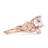 Art Deco Round Cubic Zirconia Infinity Leaf Design Bridal Ring 925 Sterling Silver