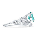 Art Deco Round Cubic Zirconia Infinity Leaf Design Bridal Ring 925 Sterling Silver