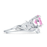 Art Deco Round Cubic Zirconia Infinity Leaf Design Bridal Ring 925 Sterling Silver