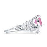 Art Deco Round Cubic Zirconia Infinity Leaf Design Bridal Ring 925 Sterling Silver