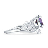 Art Deco Round Cubic Zirconia Infinity Leaf Design Bridal Ring 925 Sterling Silver