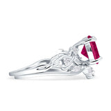 Art Deco Round Cubic Zirconia Infinity Leaf Design Bridal Ring 925 Sterling Silver